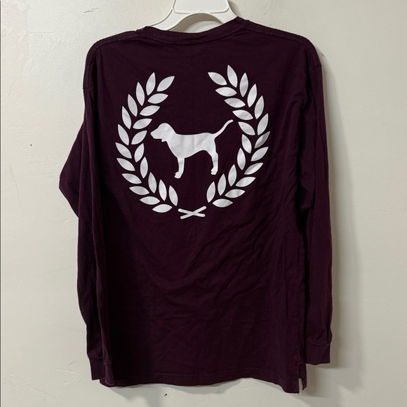PINK Victoria's Secret Burgundy Long Sleeve with Dog Logo - Picture 4 of 4